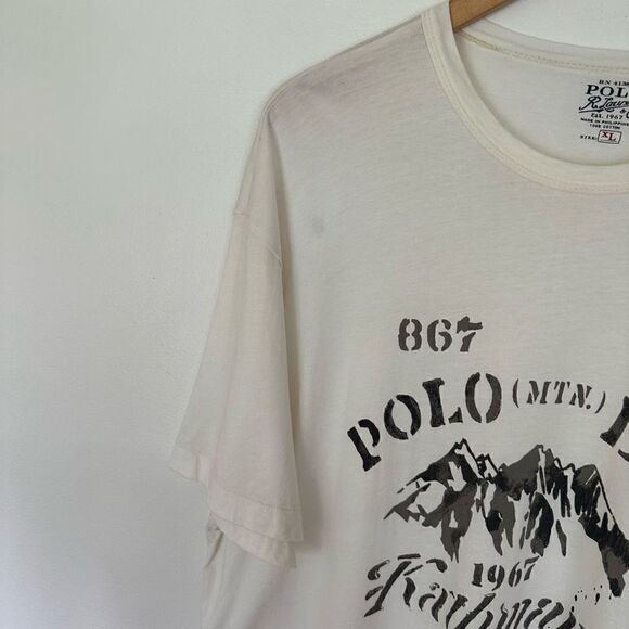 Polo Ralph Lauren Men’s Kathmandu Mountain White Short Sleeve Tee Shirt - Picture 3 of 10